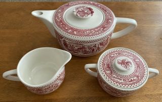Vintage 1960’s Memory Lane Royal China Pink Teapot,  Sugar,  And Creamer Set