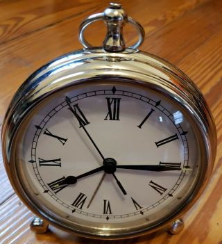 Pottery Barn Medium Pocket Watch Clock Polished Nickel Finish For Repair