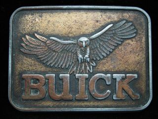 Oi17110 Vintage 1970s Buick (owl) Auto Car Company Brasstone Belt Buckle