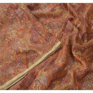 Sanskriti Vintage Red Sarees 100 Pure Silk Printed Indian Sari Craft Fabric