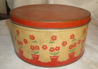 Vintage Ffv Home Flowered Cookie Tin Southern Biscuit Company Richmond Va Deco