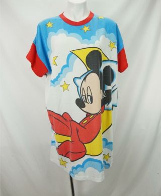 Vtg Radcliffe/disney Mickey Mouse Nightgown Made In Usa Multicolor Women 
