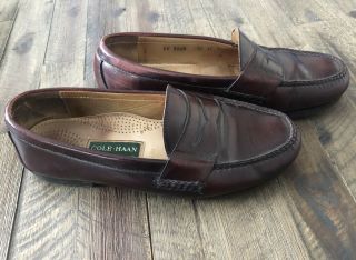 Vintage Cole Haan Burgundy Leather Penny Loafers Pinch Moc Toe 3504 Size 9.  5 3e
