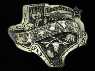 Ql21151 Vintage 1980 Texas The Lone Star State Commemorative Belt Buckle