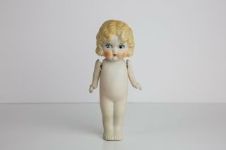 Vintage Bisque Porcelain Doll,  Made In Japan - Jointed Arms,  Frozen Legs,  7.  25 "