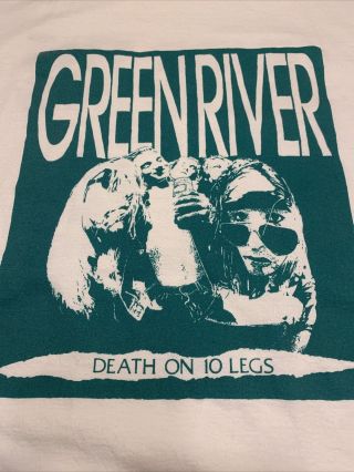 Green River Death On 10 Legs White Shirt Vintage Size Xl Sub Pop Pearl Jam
