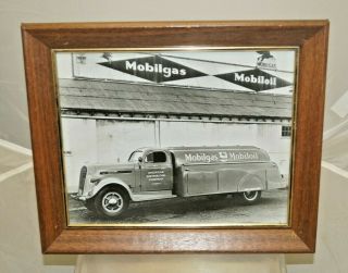 Vintage 1930s - 40s Mobil Oil / Gas Station Delivery Truck Real Photo - Sign