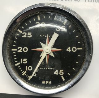 Vintage Airguide Sea Speed Marine Boat Speedometer 0 - 45mph 4787 Chrome