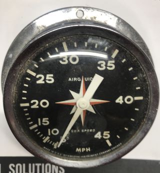 Vintage Airguide Sea Speed Marine Boat Speedometer 0 - 45MPH 4787 CHROME 2