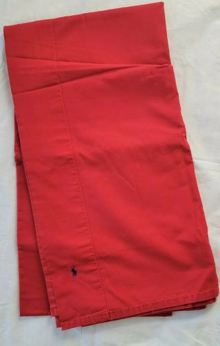 Vtg Ralph Lauren King Flat Sheet Solid Red 100 Supima Cotton Pony Logo Guc