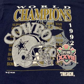 Vtg 1992 Dallas Cowboys Bowl Xxvii T Shirt Single Stitch Made In Usa Nfl