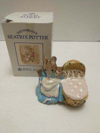 Vintage 1951 Beswick Beatrix Potter Hunca Munca Figurine Mice In Cradle.  F Warne