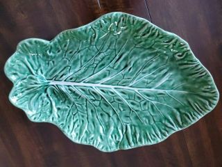 Bordallo Pinheiro Large Green Cabbage Leaf Serving Platter 15 Inch Portugal Euc