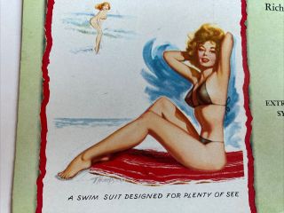 Vintage pinup blotter”A Swimsuit Designed For Plenty Of See” Moore Sales 1954 3