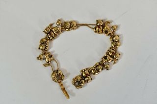 Vintage Avon Gold Tone Kitty Cat Slide Bracelet W/faux Gemstones Fashion Jewelry