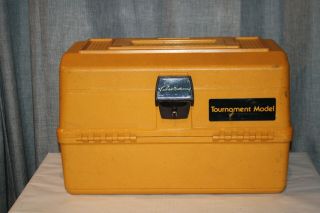 Vintage Ted Williams Fishing Tackle Box Tournament Model Orange 3 Tier