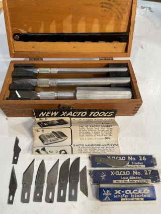 Vintage X - Acto Knife Set In Great Cond.  Aluminum Handles With Blades