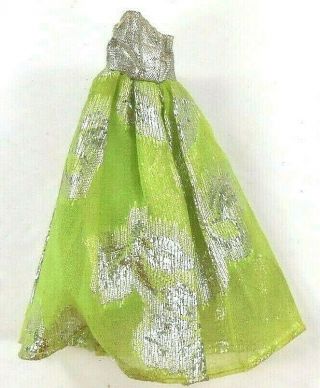 Vintage Topper Dawn 1970s " Dance Till Dawn " Lime & Silver Gown For Dapane Htf