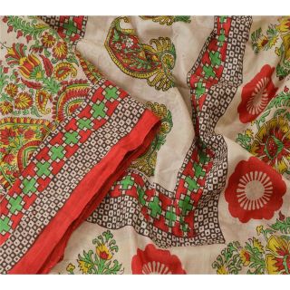 Sanskriti Vintage Sarees 100 Pure Silk Printed Indian Sari Craft Decor Fabric