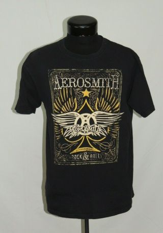 Men Anvil Aerosmith M Concert Tee T Shirt Music Black Rock N 