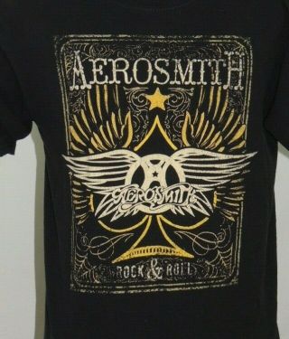 Men Anvil Aerosmith M Concert Tee T Shirt Music Black Rock N ' Roll Graphic VTG 2