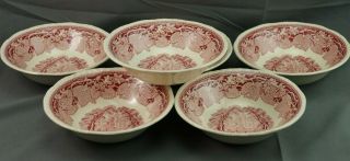 Franciscan Pink Vista Set 6 Coupe Soup Cereal Bowls Ironstone Made In England