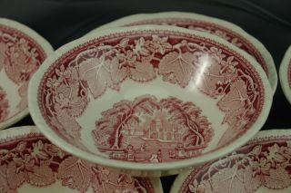 Franciscan Pink Vista Set 6 Coupe Soup Cereal Bowls Ironstone Made In England 2