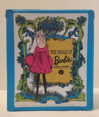 Vtg 1968 Mattel The World Of Barbie Doll Carrying Case Blue & Green