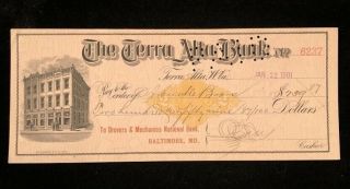 U.  S: Check Rnx7 1901 Terra Alta Bank,  Terra Alta Wv