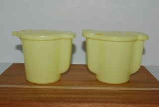 Vintage Tupperware Cream & Sugar Bowl Set With Flip Top Lids Yellow 574 & 577
