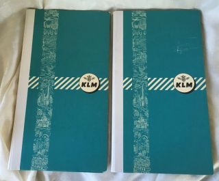 2 Vintage Klm Flying Dutchman Travel Book W/ Maps Hand Written 1957 Flight Notes