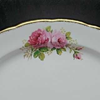Vintage Royal Albert American Beauty Platter Pink Roses Gold Gilt Bone China 2