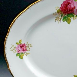 Vintage Royal Albert American Beauty Platter Pink Roses Gold Gilt Bone China 3