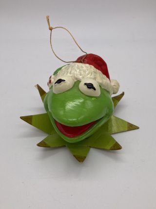 Vintage 1981 Kermit The Frog Santa Hat Christmas Ornament Jim Henson Muppets