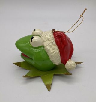 Vintage 1981 Kermit The Frog Santa Hat Christmas Ornament Jim Henson Muppets 2