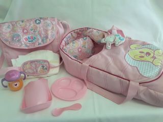Zapf Baby Born Dolls Interactive Carrycot With Sounds & Changing Bag Vgc