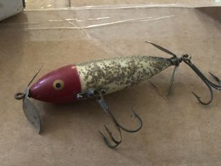 VINTAGE HEDDON WOUNDED SPOOK FISHING LURE WITH ALL HOOKS & BOX 3