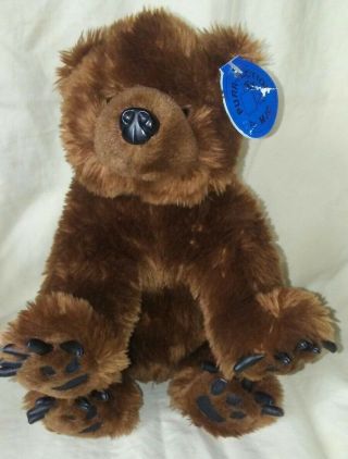 Vintage 1988 Mjc Purr - Fection Brown Bear Plush Animal With Tag Baby Hunter 37088