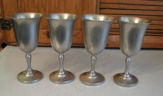 Vintage Preisner Pewter Goblets Set Of 4 Wine Glass Medieval Gothic 2154