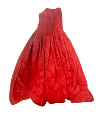 Vintage T&l Muumuu Factory Size Small Red Velvet Trim Frill Hawaiian Dress