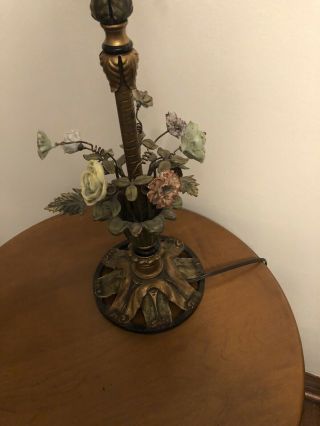 Tall 26.  5 Antique Vintage Brass Flower Style Table Lamp