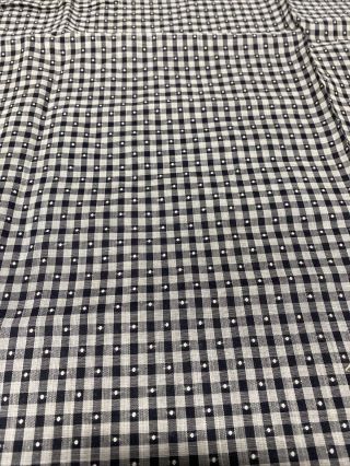 Vintage Black White Checked Flocked Dotted Swiss Fabric 35”x27” Pretty