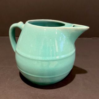Vintage Meyers California Rainbow Pottery Pitcher Jade/teal Green