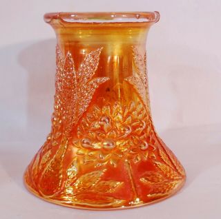 Antique Fenton Orange Tree Marigold Carnival Glass Pedestal Punch Bowl Stand