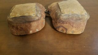 Unmarked Rooster Heavy Duty Leather Knee Pads W/ Felt Lining Vintage