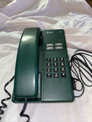 Hunter Green Phone Vintage Slim At&t Feature 700 80s 90s Retro Corded Wall Phone