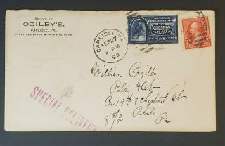 1899 Carlisle To Philadelphia Pa Scott E5 267 Special Delivery Fancy Cancel