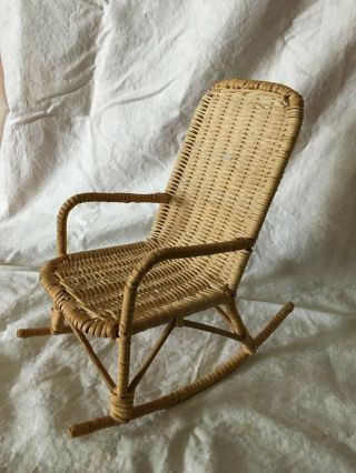 Vintage Wicker Doll Or Bear Rocking Chair,  12 " X 6 " X 6 "