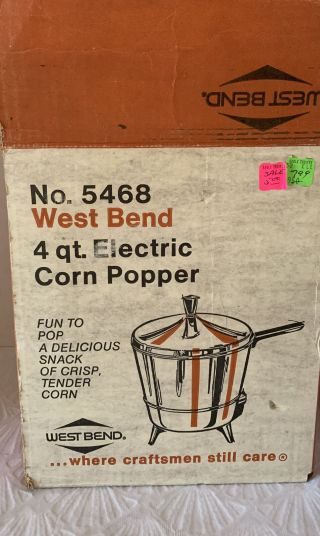 Vintage West Bend Electric Corn Popper - No.  5468 - Great Antique Addition