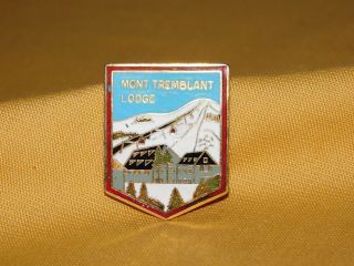 Vintage 1 3/8 " High Metal Mont Tremblant Lodge Pinback Pin